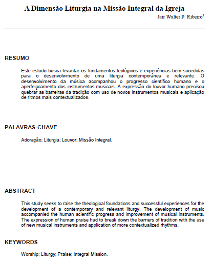 dimensão liturgia na missão integral da igreja