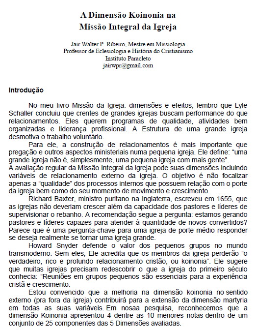 dimensão koinonia