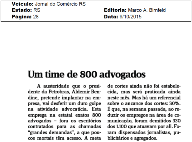 Comunicação e Advogados Petrobras